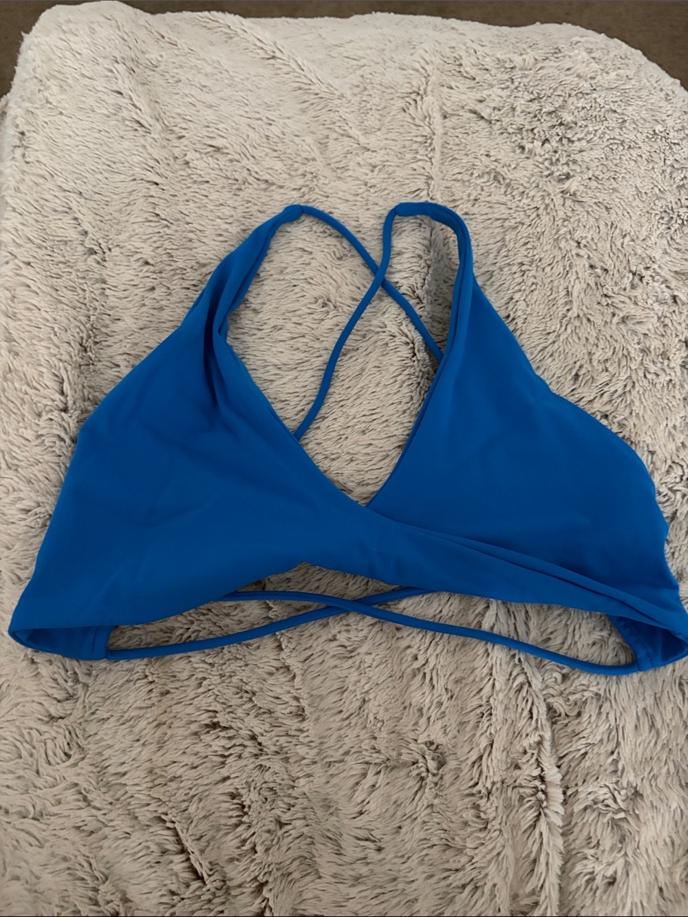 Amazon Blue Cross-Back Sports Bra